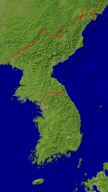 Korea Satellit + Grenzen 562x1000